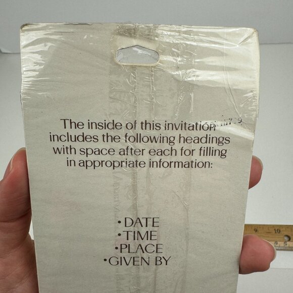 Vtg Retro Hallmark Christmas Party Invitation Green Gold Metallic Elegant Font - Picture 9 of 11